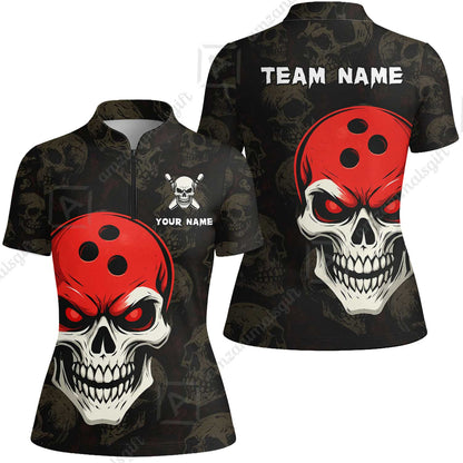 Custom Bowling Team Uniform Jersey Skull Bowling Shirt with Gothic Style, Bowling uniforms, Personalized Name And Team Name