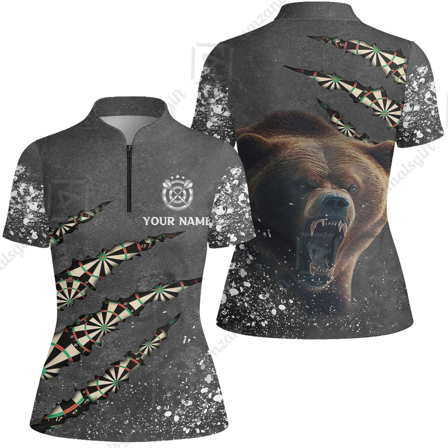 Darts Customized Name Women Jersey Shirt, Darts Paints Splash, Personalized Name Bear Women Jersey Shirt- Perfect Gift For Darts Lovers, Darts Players
