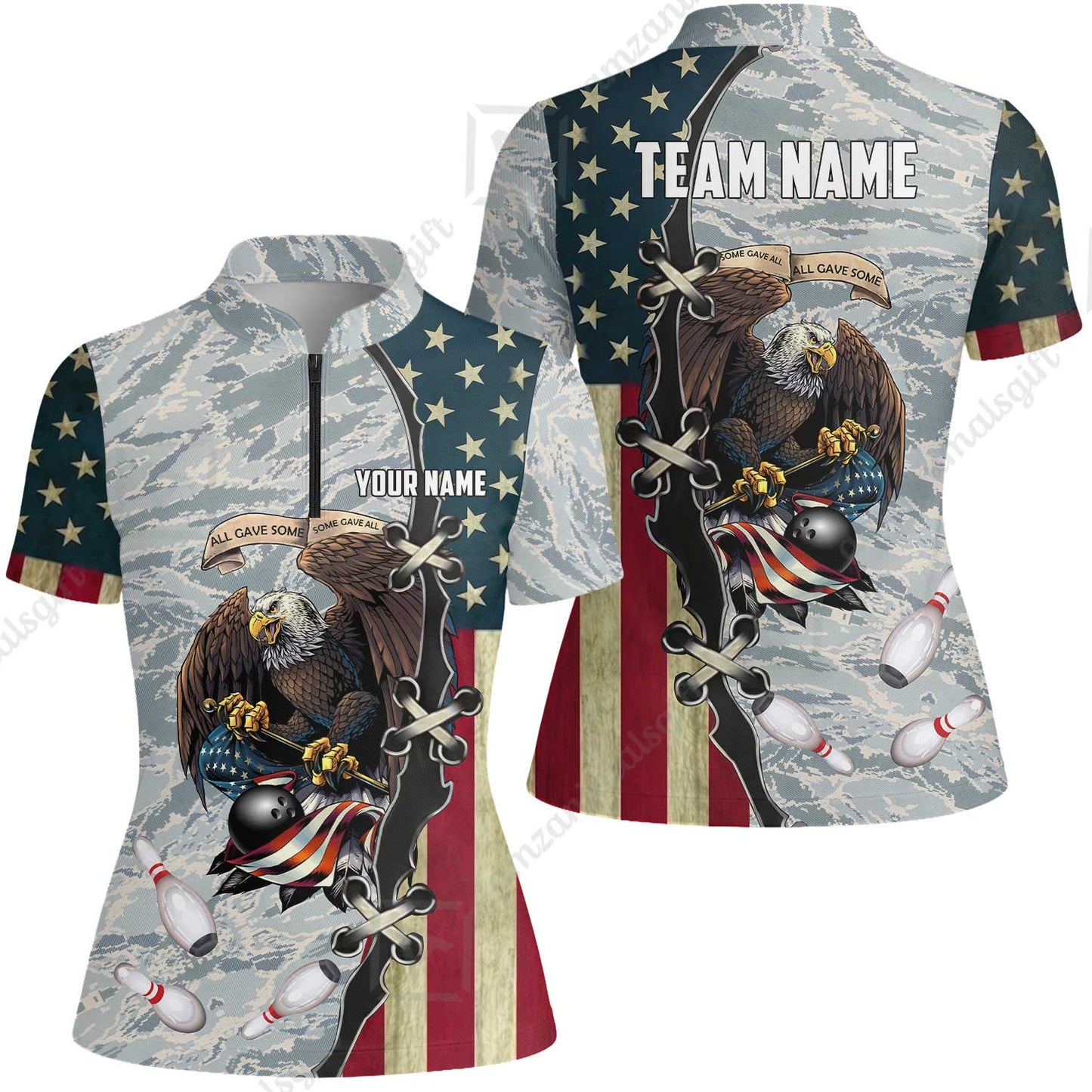 Custom Bowling Jersey Polo Shirt, All Gave Some Bowling, Personalized Name & Team Name
