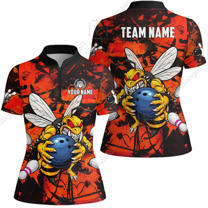 Custom Bowling Jersey Polo Shirt, The Wild Wasp Strike, Custom Bowling Jersey Team Shirt For Players With Name & Team Name