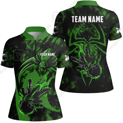 Custom Bowling Jersey Polo Shirt, Neon Venom Spider Monster, Custom Bowling Jersey Team Shirt For Players With Name and Team Name