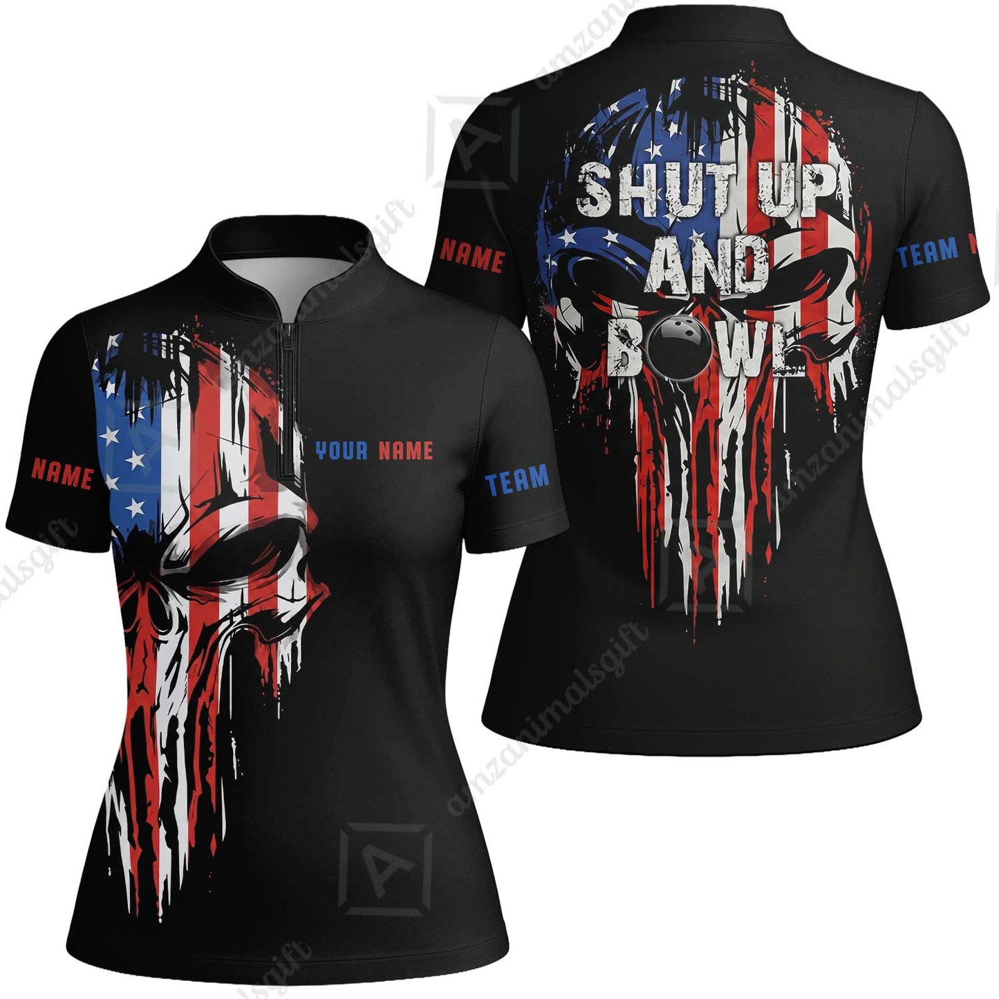 Custom Bowling Jersey Polo Shirt,  Skull Bowling, Custom Bowling Jersey Team Shirt For Players With Name and Team Name