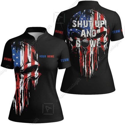 Custom Bowling Jersey Polo Shirt,  Skull Bowling, Custom Bowling Jersey Team Shirt For Players With Name and Team Name