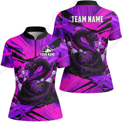 Custom Bowling Jersey Polo Shirt, Viper Venom Strike & Cyberpunk Splash, Custom Bowling Jersey Team Shirt For Players With Name & Team Name