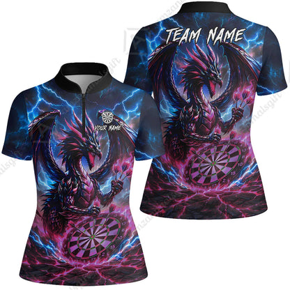Custom Darts Jersey Polo Shirt, Dragon Fire Darts, Custom Dart Jersey Team Shirt For Players With Name & Team Name