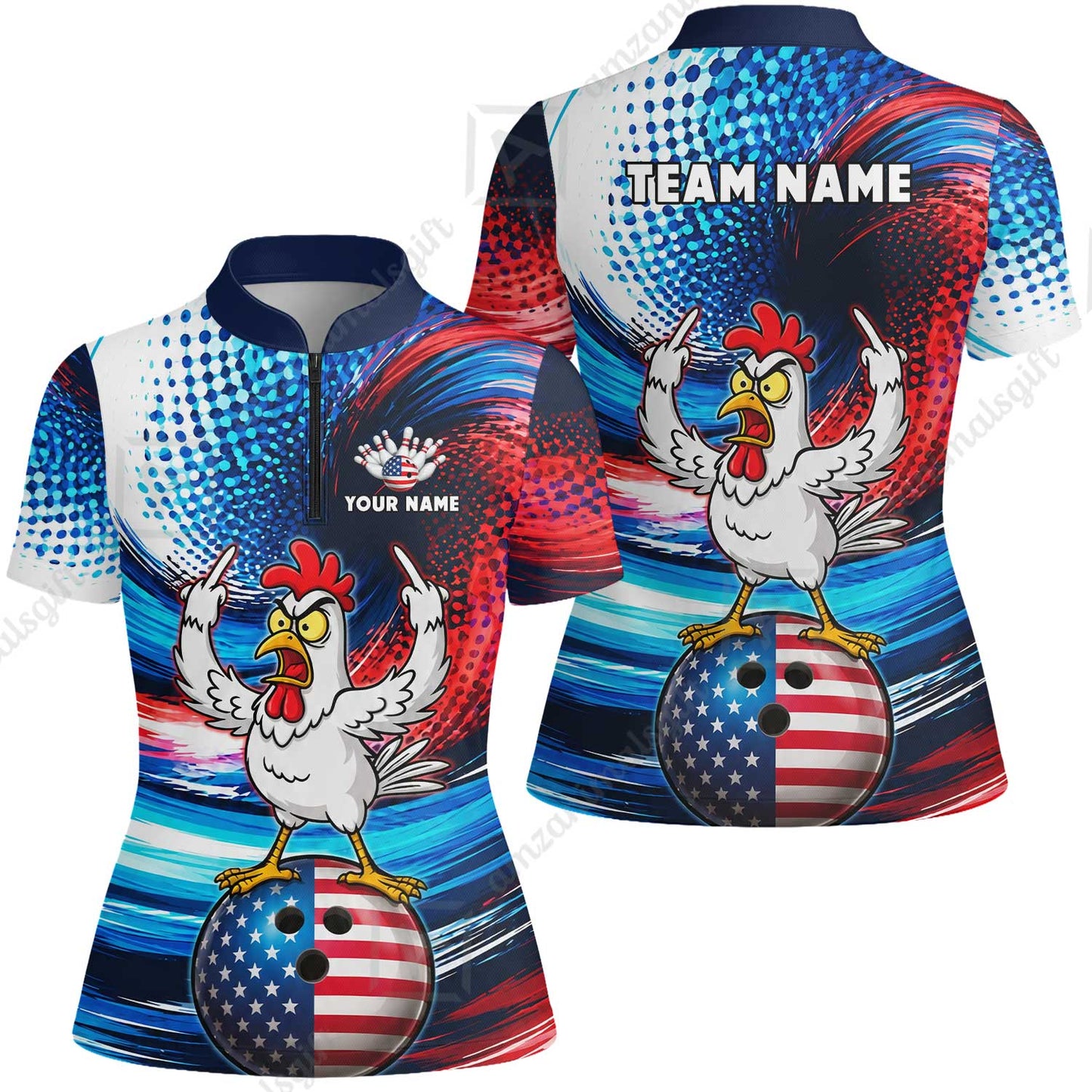 Custom Bowling Jersey Polo Shirt, Bad Chicken, Custom Bowling Jersey Team Shirt For Players With Name and Team Name