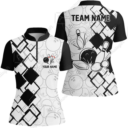 Custom Bowling Team Jersey League Bowling Unisex Polo Shirts, Bowling uniforms Ball & Pins Personalized Bowling Name And Team Name