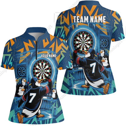 Custom Darts Team Jersey, Personalized Penguins Strike Dart Polo Shirt For Players With Name & Team Name