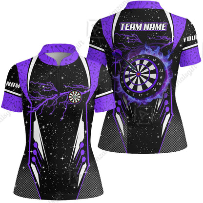 Custom Lightning Glitter Darts Team Unisex Polo Shirts, Customized Name Team Name Darts Team Jerseys Uniform