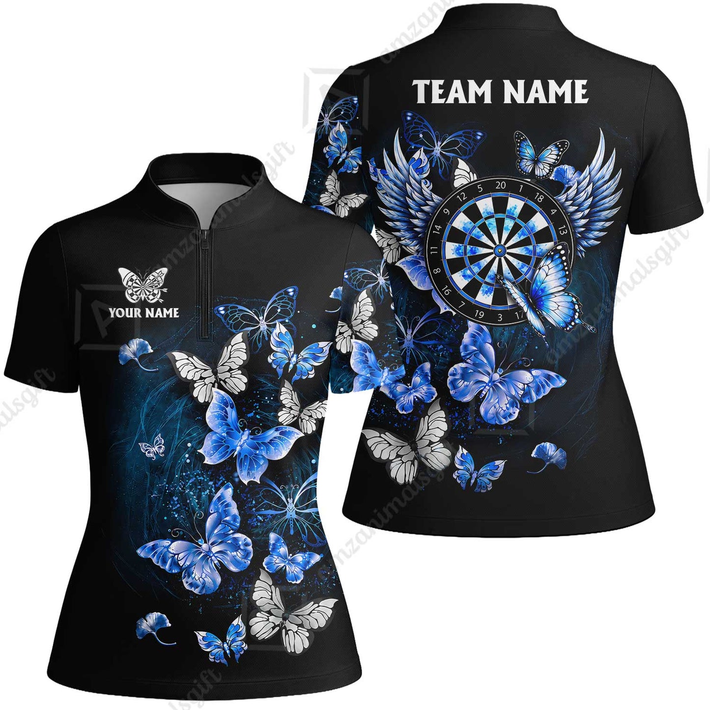 Custom Dart Jersey Team Shirt For Players, Dreamy Nebula & Angelic Butterflies, Personalize Name and Team Name