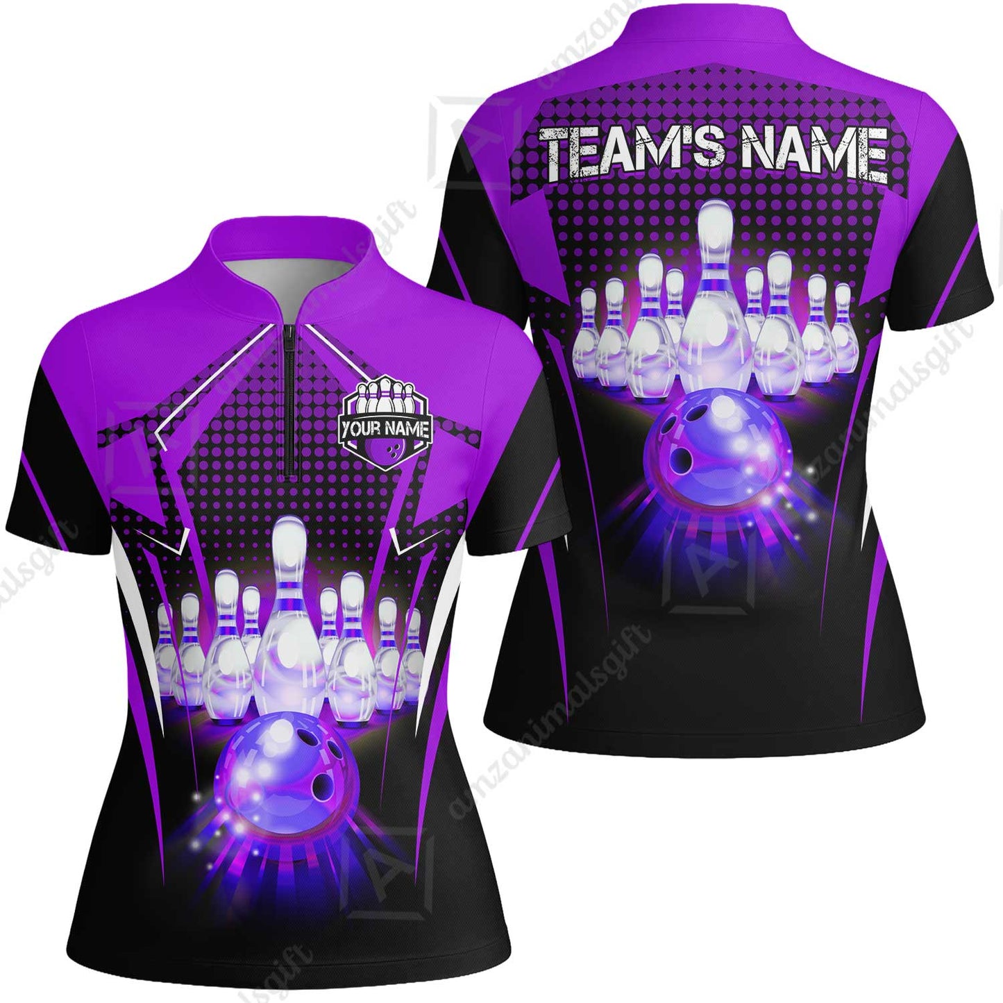 Custom Bowling Team Jerseys Polo Shirts, Bowling uniforms Ball & Pins Multicolor Jersey For Tournament Team Men Women Bowlers