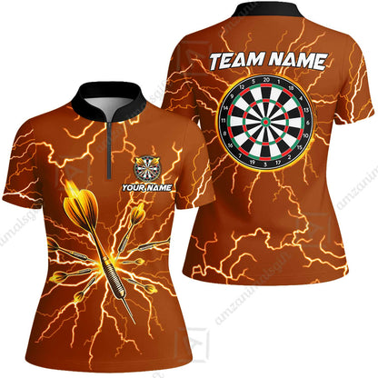 Custom Thunder Lightning Darts Quarter Men Polo Team Shirts,  Custom Darts Team Jerseys Uniform, Personalized Name And Team Name