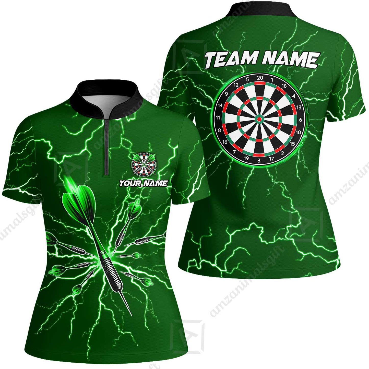 Custom Thunder Lightning Darts Quarter Men Polo Team Shirts,  Custom Darts Team Jerseys Uniform, Personalized Name And Team Name