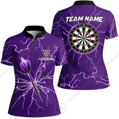 Custom Thunder Lightning Darts Quarter Men Polo Team Shirts,  Custom Darts Team Jerseys Uniform, Personalized Name And Team Name