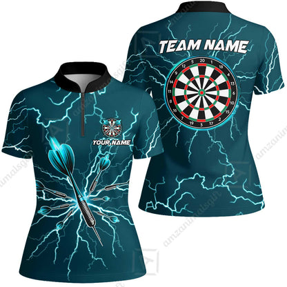 Custom Thunder Lightning Darts Quarter Men Polo Team Shirts,  Custom Darts Team Jerseys Uniform, Personalized Name And Team Name