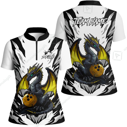 Custom Bowling Jersey Polo Shirt, Dragon Lover Custom Bowling Jersey Team Shirt For Players With Name & Team Name