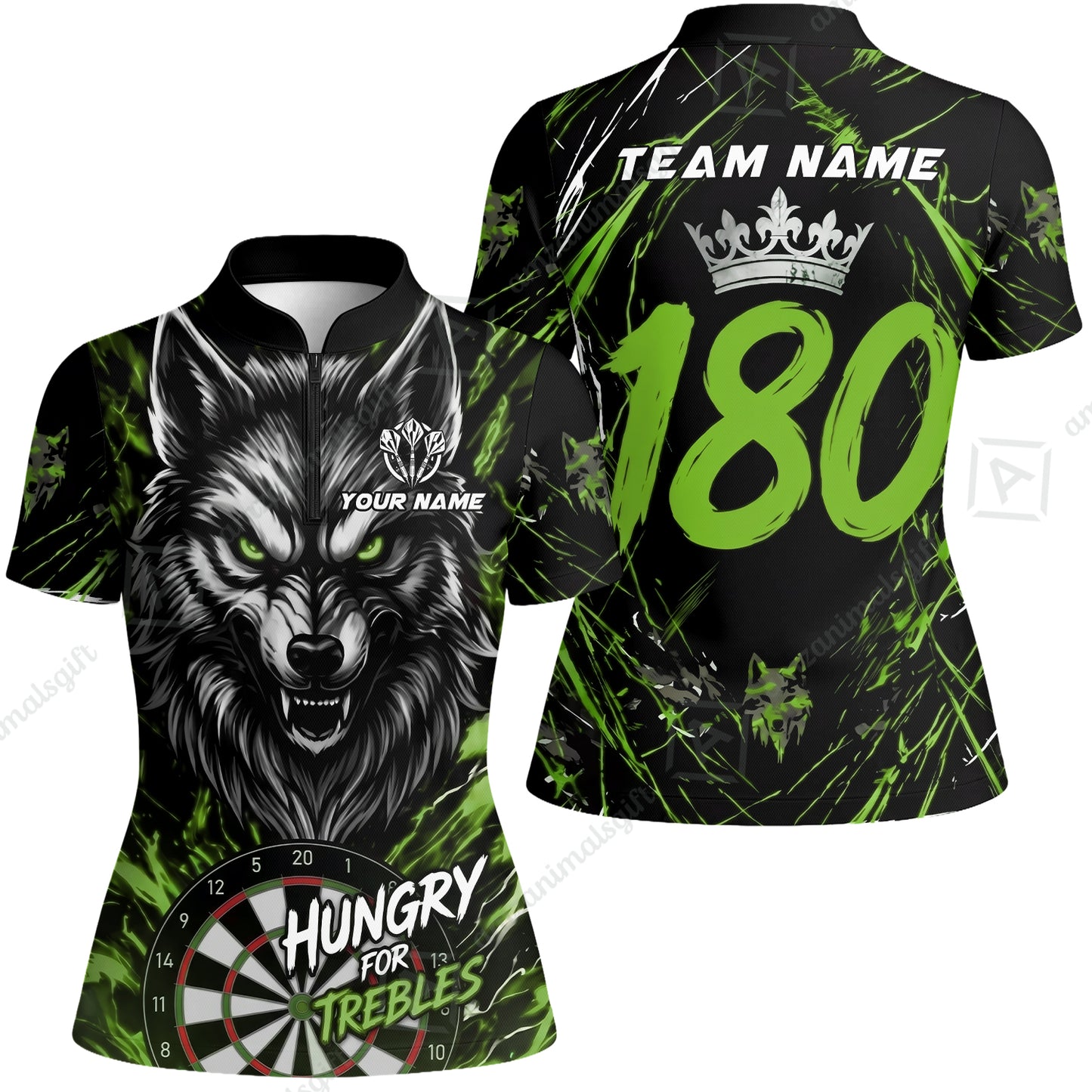 Custom Darts Jersey Polo Shirt, Wolf 180, Custom Dart Jersey Team Shirt For Players With Name & Team Name