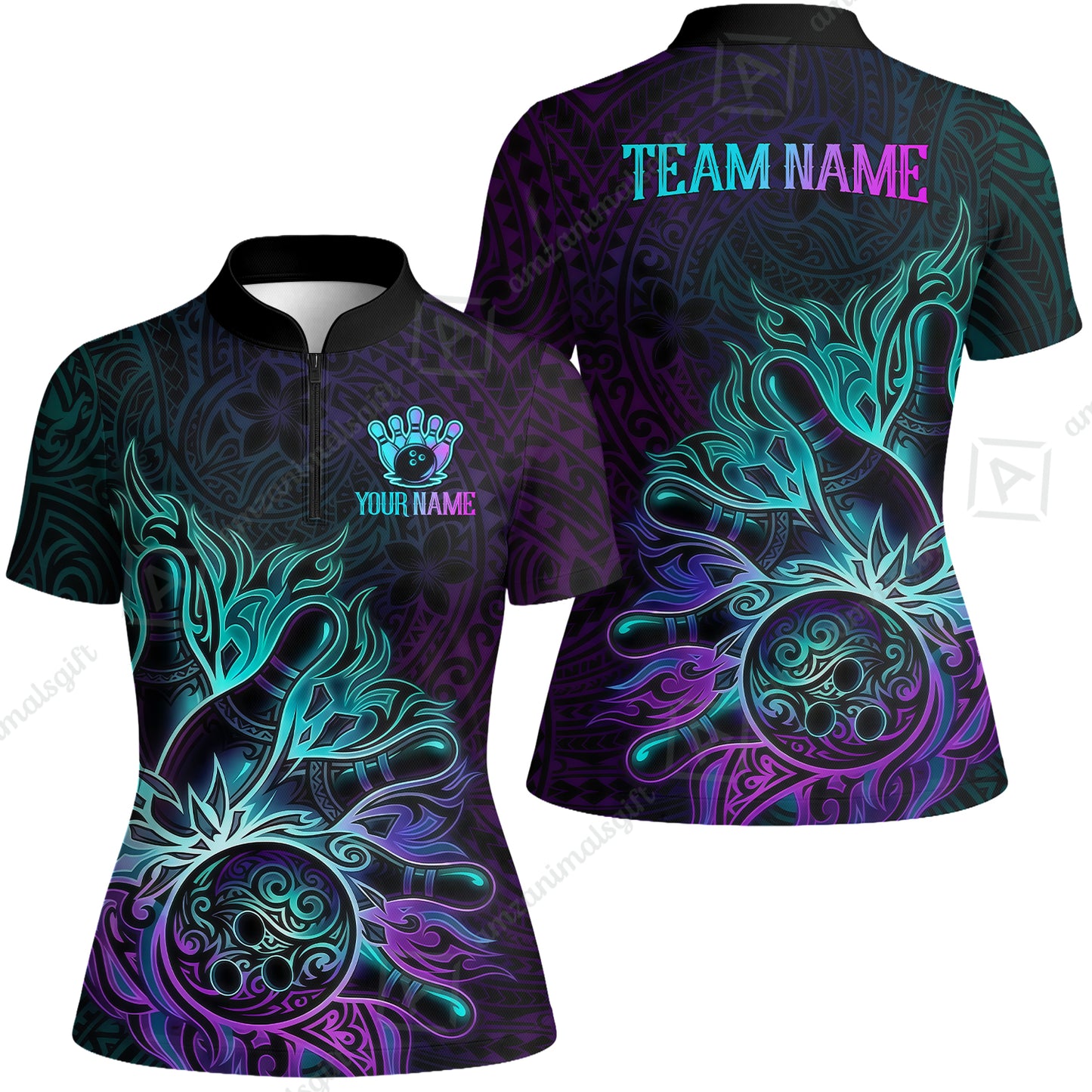 Custom Bowling Jersey Polo Shirt, Maori Tattoo Bowling, Custom Bowling Jersey Team Shirt For Players With Name & Team Name