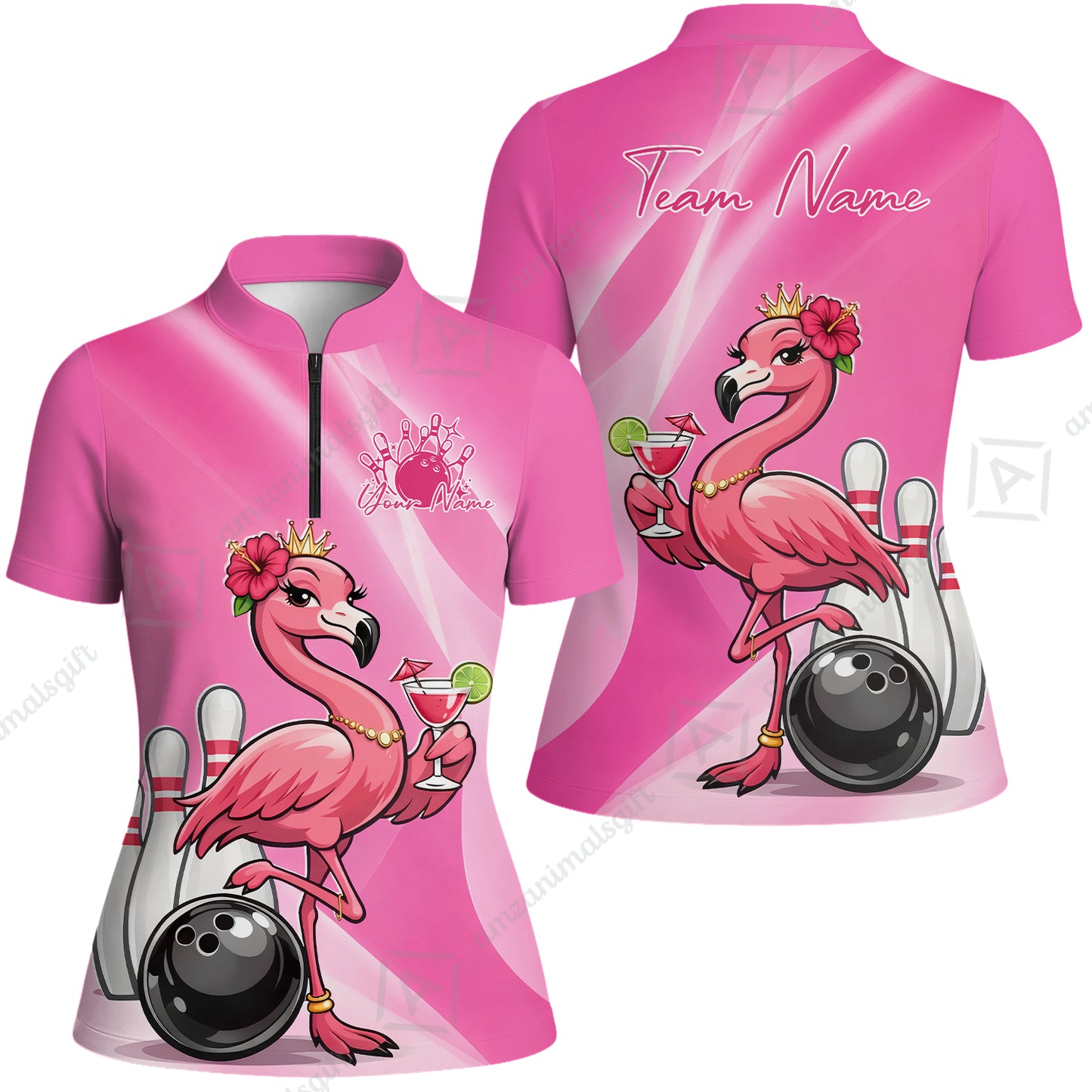 Custom Bowling Jersey Polo Shirt, Flamingo Queen Bowling, Custom Bowling Jersey Team Shirt For Players With Name & Team Name