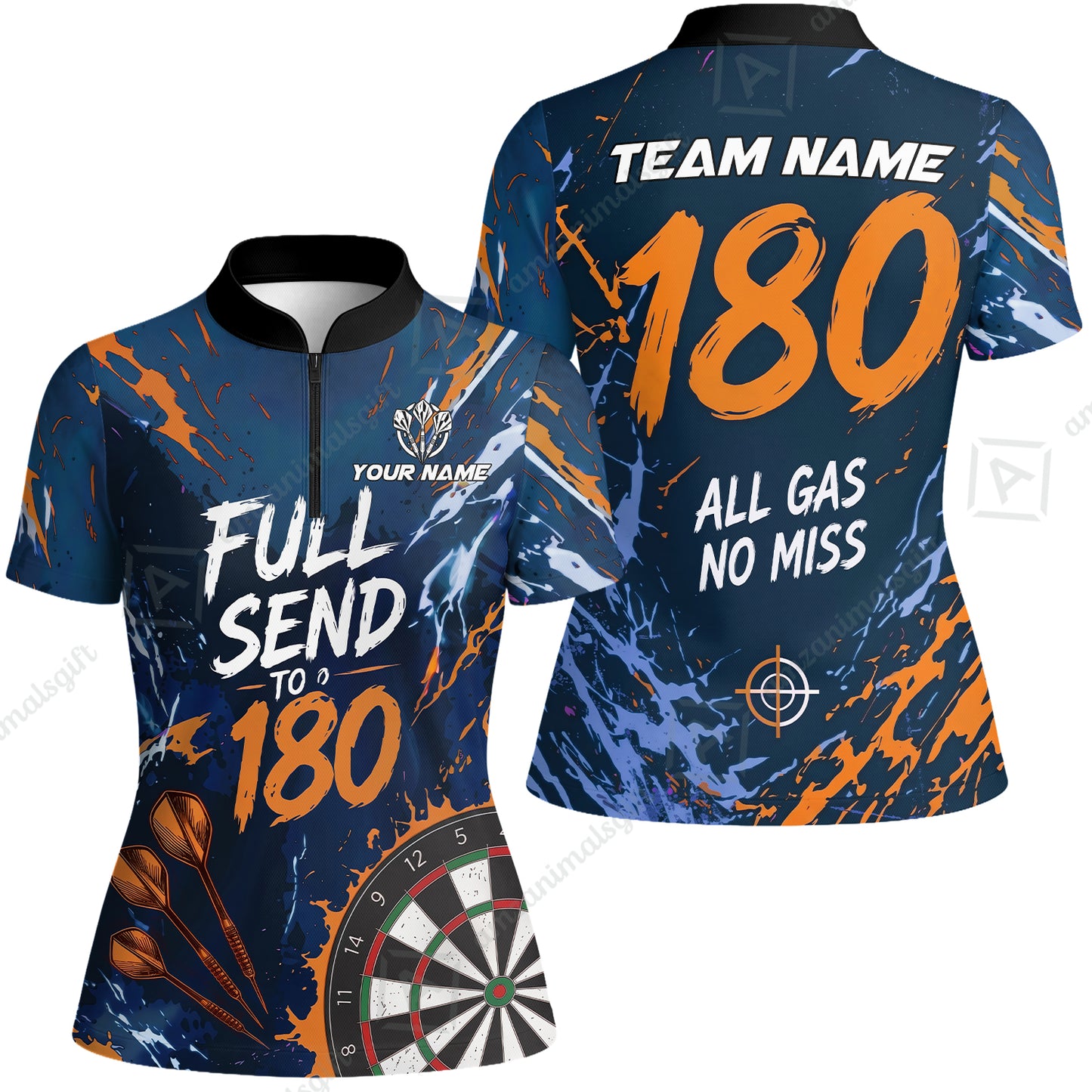 Customized Darts Team Jersey, Full Send To 180, All Gas No Miss, Personalized Polo Shirt For Players With Name & Team Name