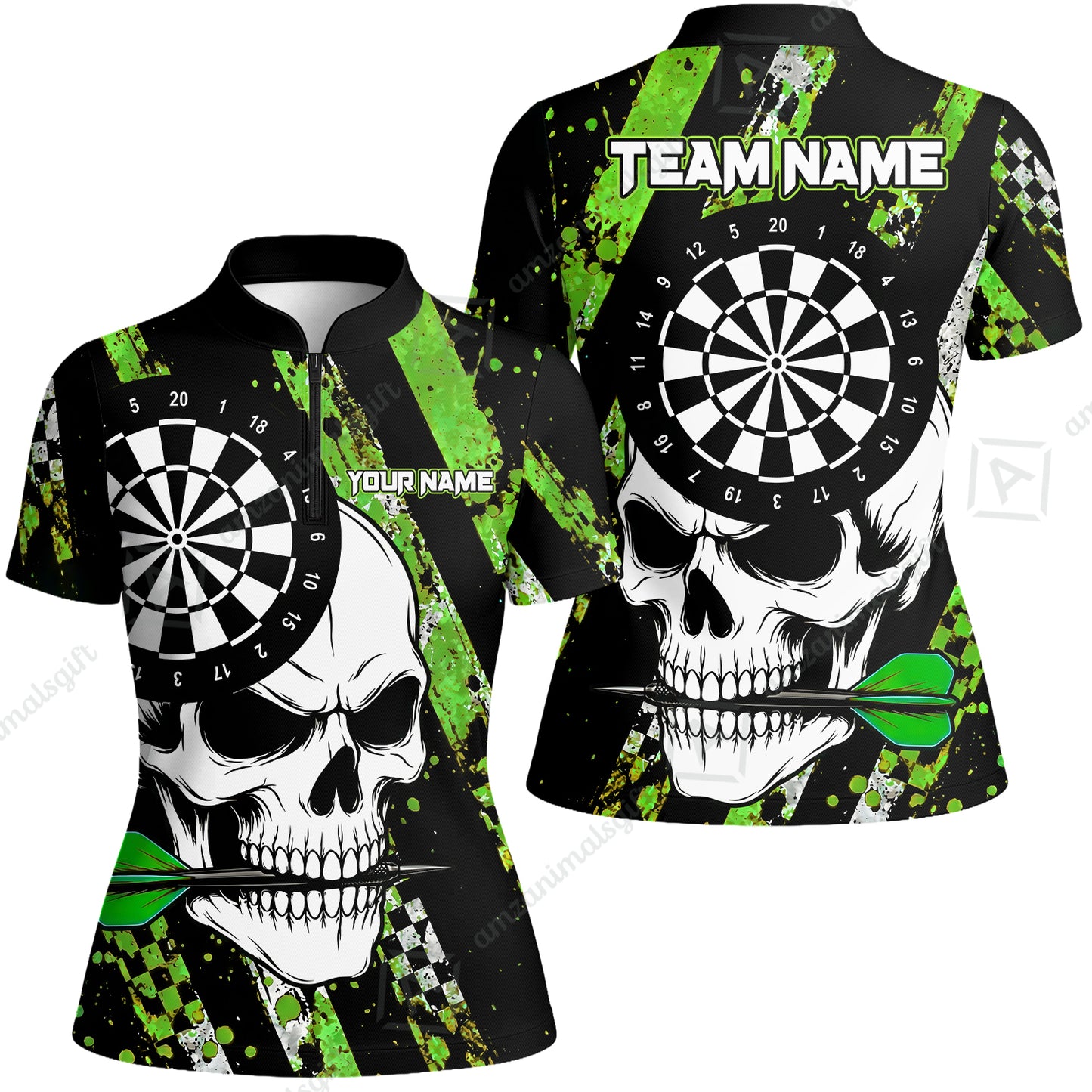 Custom Darts Jersey Polo Shirt, Skull Bites Dart, Custom Dart Jersey Team Shirt For Players With Name & Team Name