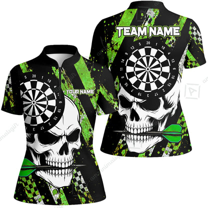 Custom Darts Jersey Polo Shirt, Skull Bites Dart, Custom Dart Jersey Team Shirt For Players With Name & Team Name