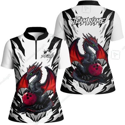 Custom Bowling Jersey Polo Shirt, Dragon Lover Custom Bowling Jersey Team Shirt For Players With Name & Team Name