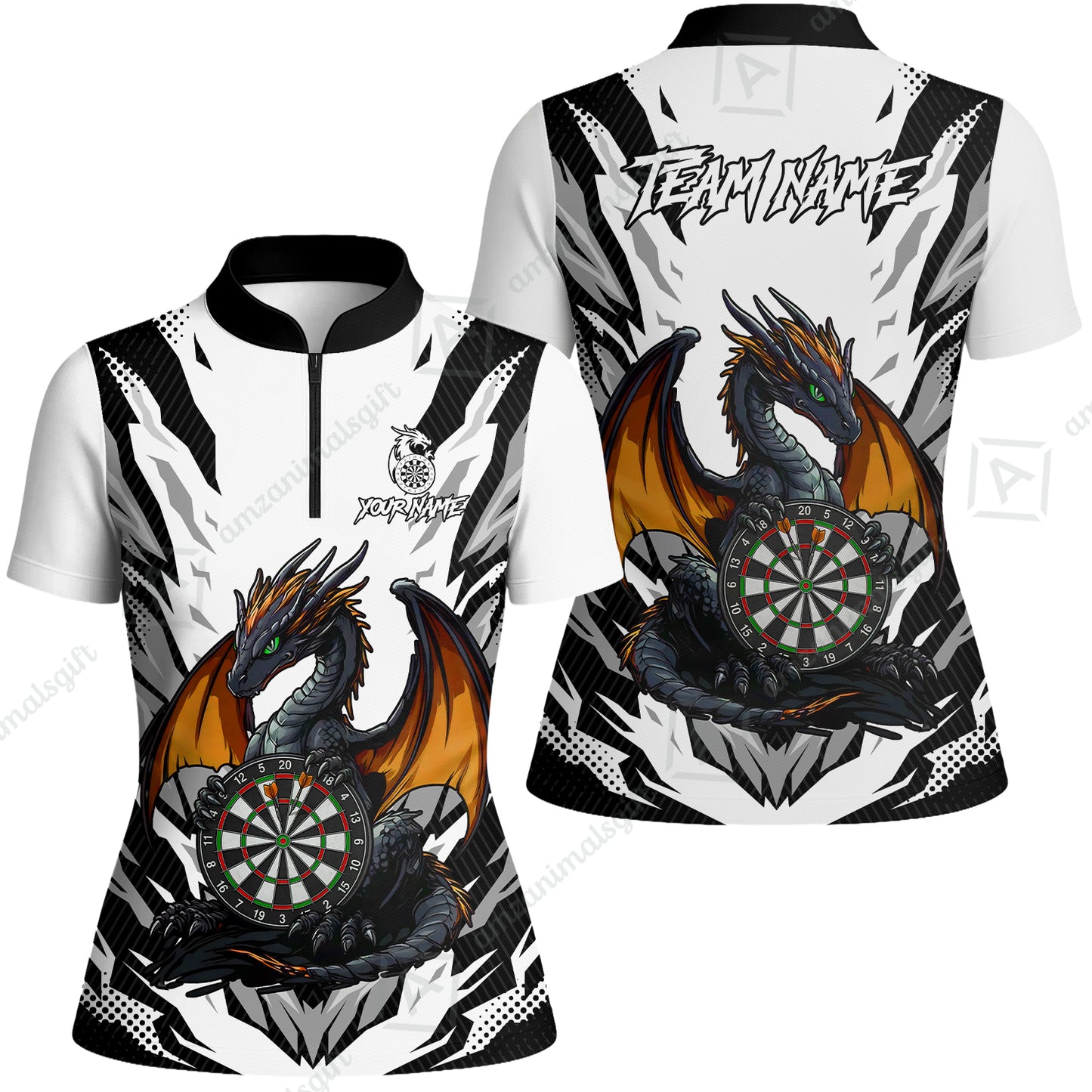 Custom Darts Team Jersey, Personalized Fantasy Dragon Dart Polo Shirt For Players With Name & Team Name