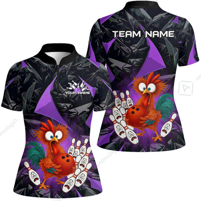 Custom Bowling Jersey Polo Shirt, Crazy Chicken Bowling Custom Bowling Jersey Team Shirt For Players With Name & Team Name