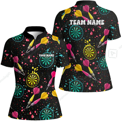 Customized Darts Team Uniform Shirt, Funny Colorful Donuts Darts and Dartboard, Personalized Name And Team Name