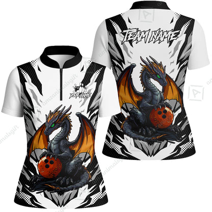 Custom Bowling Jersey Polo Shirt, Dragon Lover Custom Bowling Jersey Team Shirt For Players With Name & Team Name