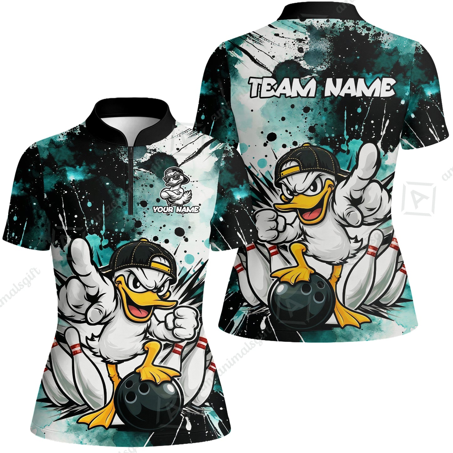 Custom Bowling Jersey Polo Shirt, Cool Duck Bowling, Custom Bowling Jersey Team Shirt For Players With Name & Team Name