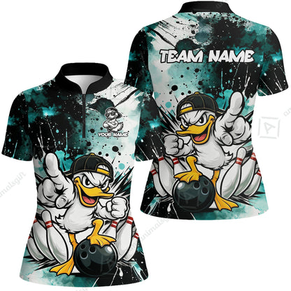 Custom Bowling Jersey Polo Shirt, Cool Duck Bowling, Custom Bowling Jersey Team Shirt For Players With Name & Team Name