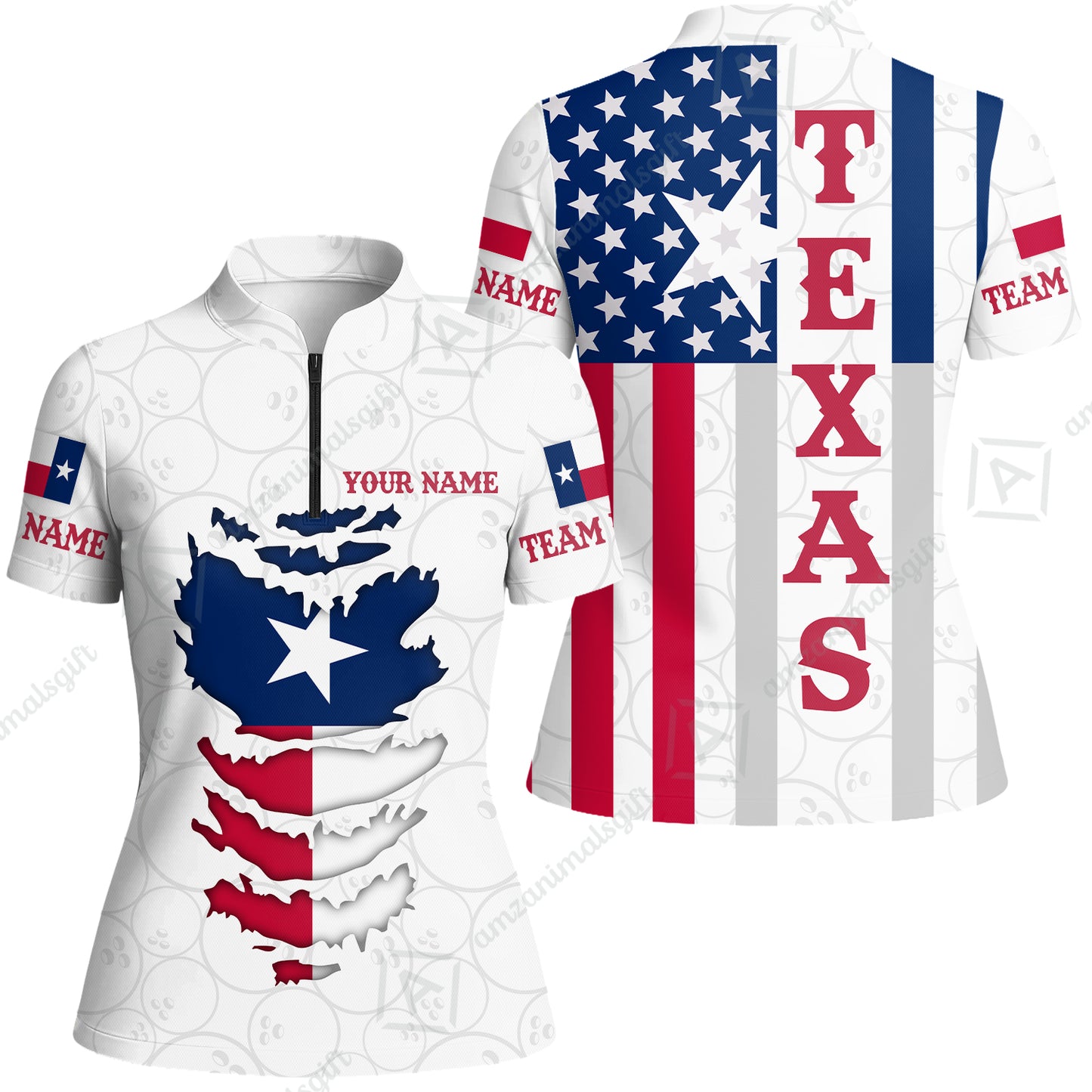 Custom Bowling Jersey Polo Shirt, Bowling Texas Flag Text, Custom Bowling Jersey Team Shirt For Players With Name and Team Name