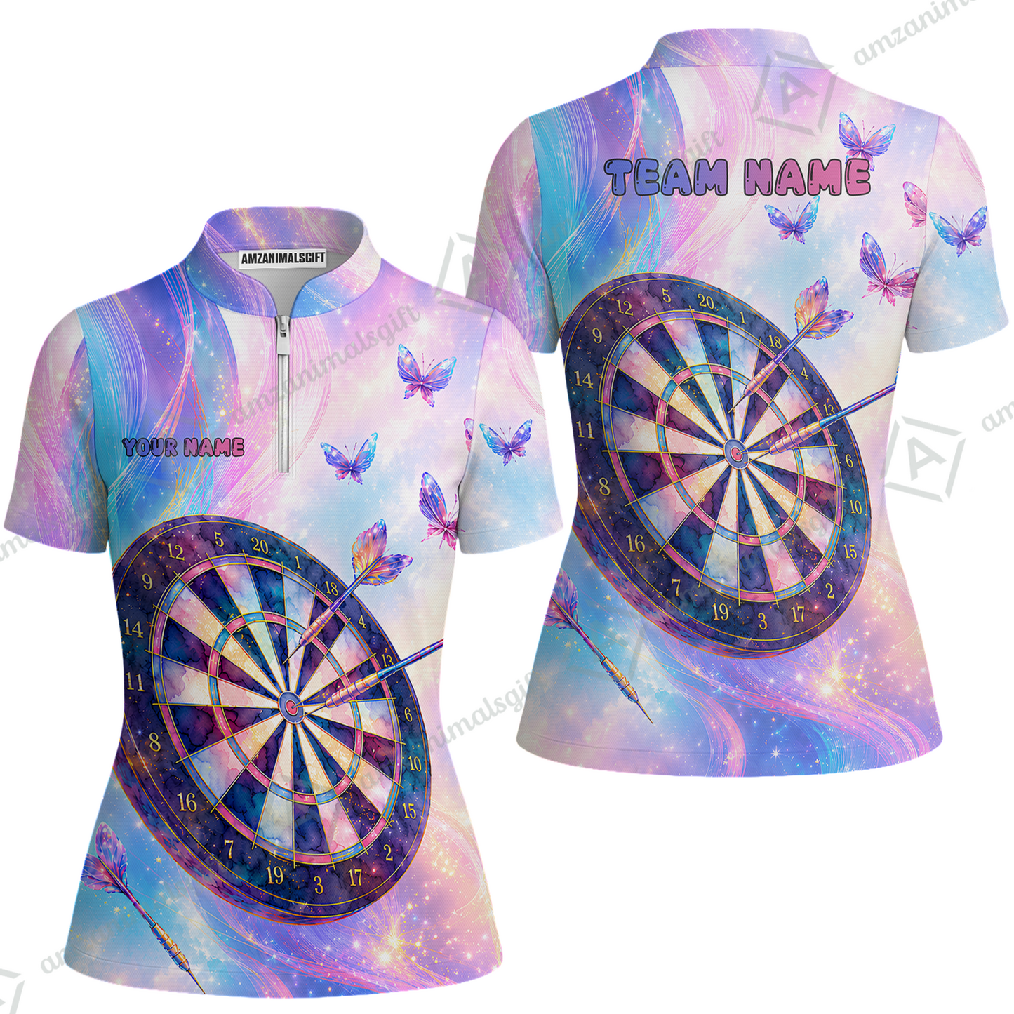 Custom Dart Jersey Team Shirt For Players, Dart Pastel Galaxy Butterfly, Personalize Name and Team Name