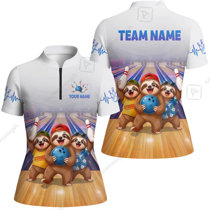 Custom Bowling Jersey Polo Shirt, Funny Sloth Squad Mascot, Custom Bowling Jersey Team Shirt For Players With Name and Team Name