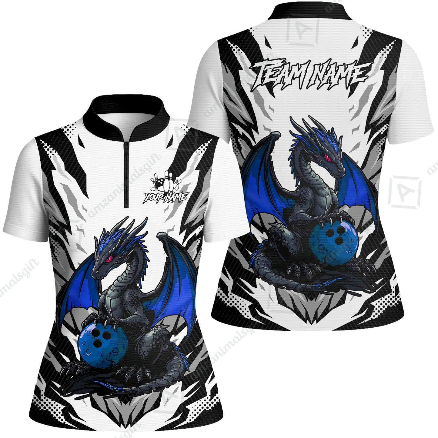 Custom Bowling Jersey Polo Shirt, Dragon Lover Custom Bowling Jersey Team Shirt For Players With Name & Team Name