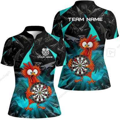 Custom Darts Team Jersey, Personalized Funky Rooster Dart Shirt For Players With Name & Team Name