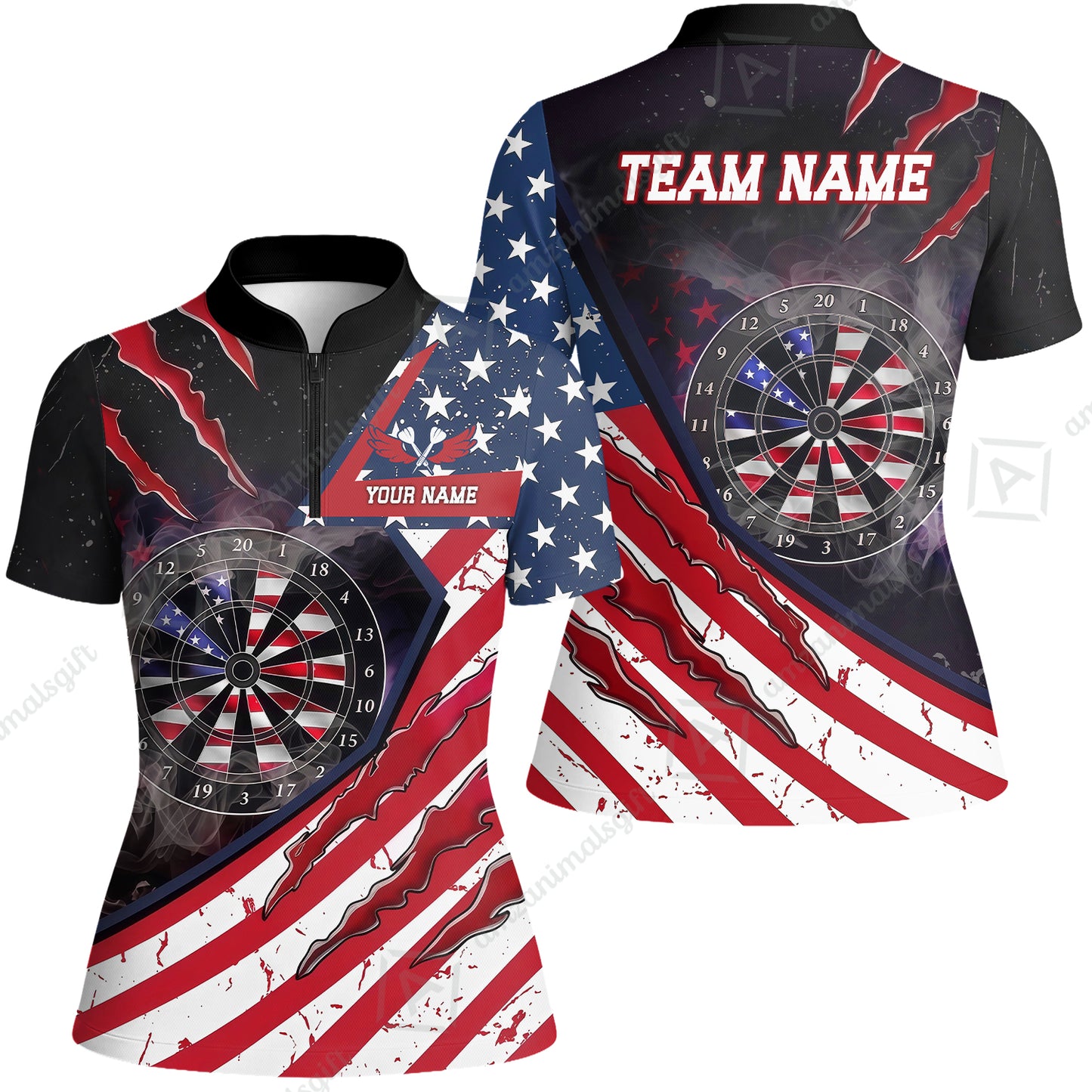Custom Patriotic Americana Claw Rip Darts Jersey Polo Shirt, Custom Patriotic Americana Claw Rip Dart Jersey Team Shirt For Players With Name and Team Name