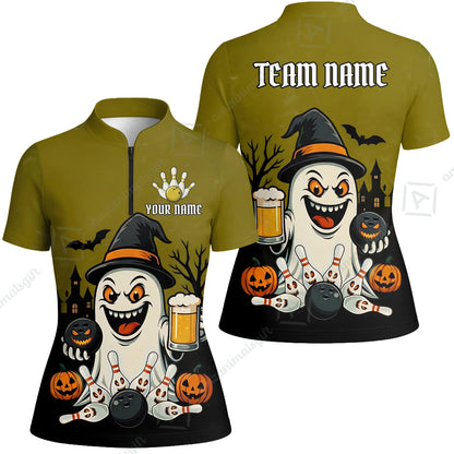 Custom Bowling Jersey Polo Shirt, Bowling Halloween Witch, Custom Bowling Jersey Team Shirt For Players With Name & Team Name