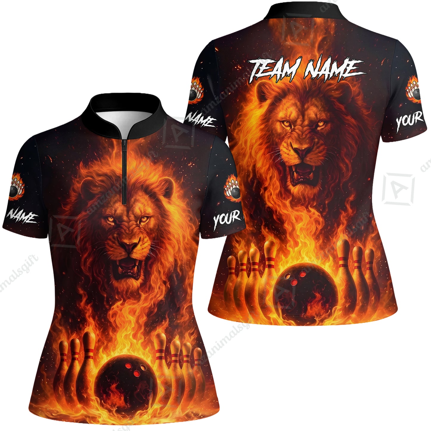 Custom Bowling Jersey Polo Shirt, Bowling Lion Of The Savannah, Custom Bowling Jersey Team Shirt For Players With Name & Team Name