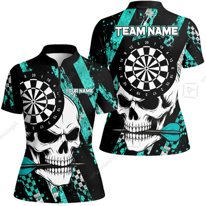 Custom Darts Jersey Polo Shirt, Skull Bites Dart, Custom Dart Jersey Team Shirt For Players With Name & Team Name