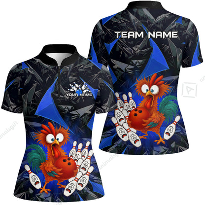 Custom Bowling Jersey Polo Shirt, Crazy Chicken Bowling Custom Bowling Jersey Team Shirt For Players With Name & Team Name