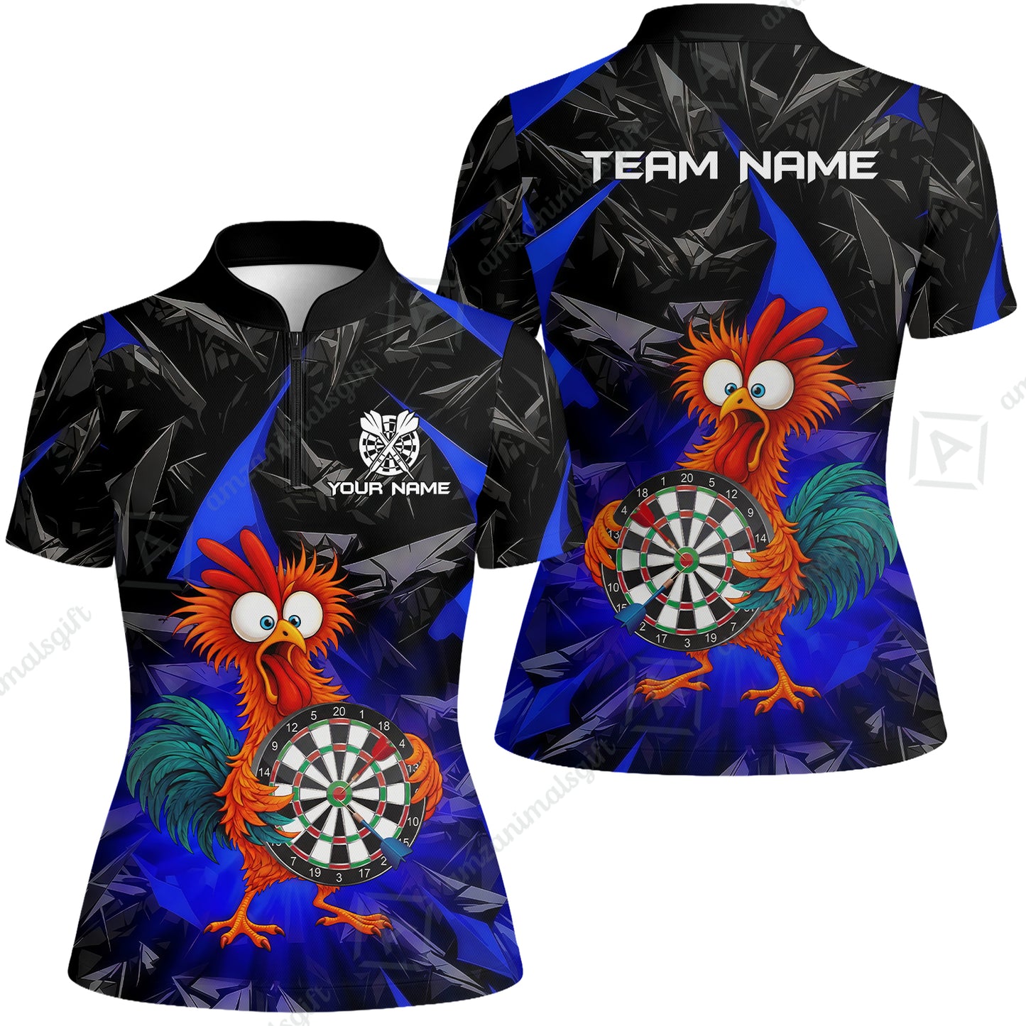 Custom Darts Team Jersey, Personalized Funky Rooster Dart Shirt For Players With Name & Team Name