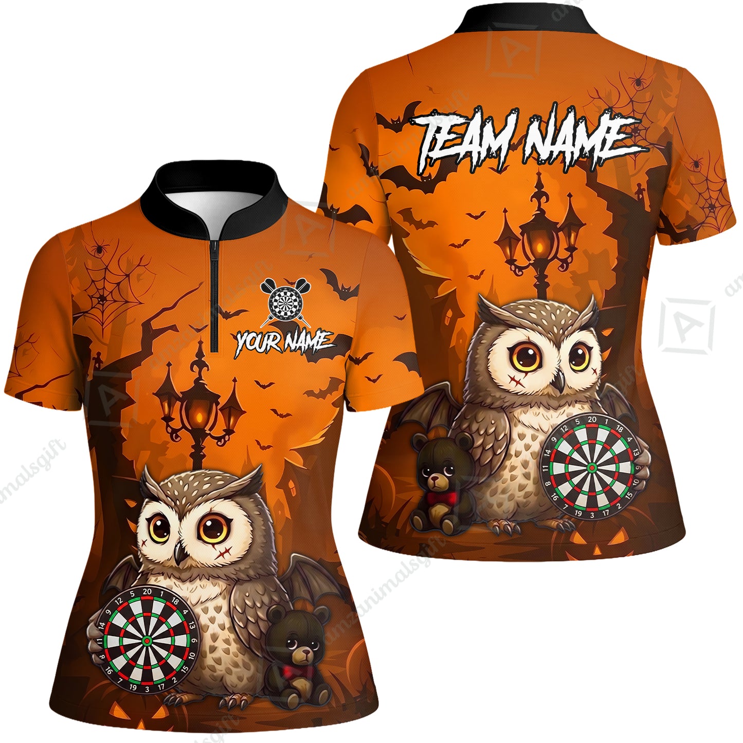 Custom Dart Jersey Team Shirt For Players, Owl In Halloween, Personalize Name and Team Name