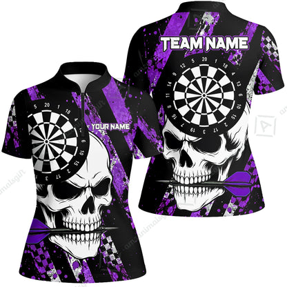 Custom Darts Jersey Polo Shirt, Skull Bites Dart, Custom Dart Jersey Team Shirt For Players With Name & Team Name