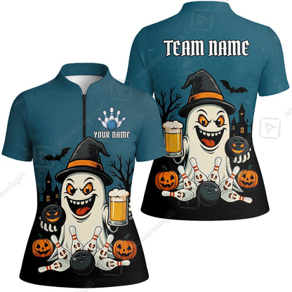 Custom Bowling Jersey Polo Shirt, Bowling Halloween Witch, Custom Bowling Jersey Team Shirt For Players With Name & Team Name