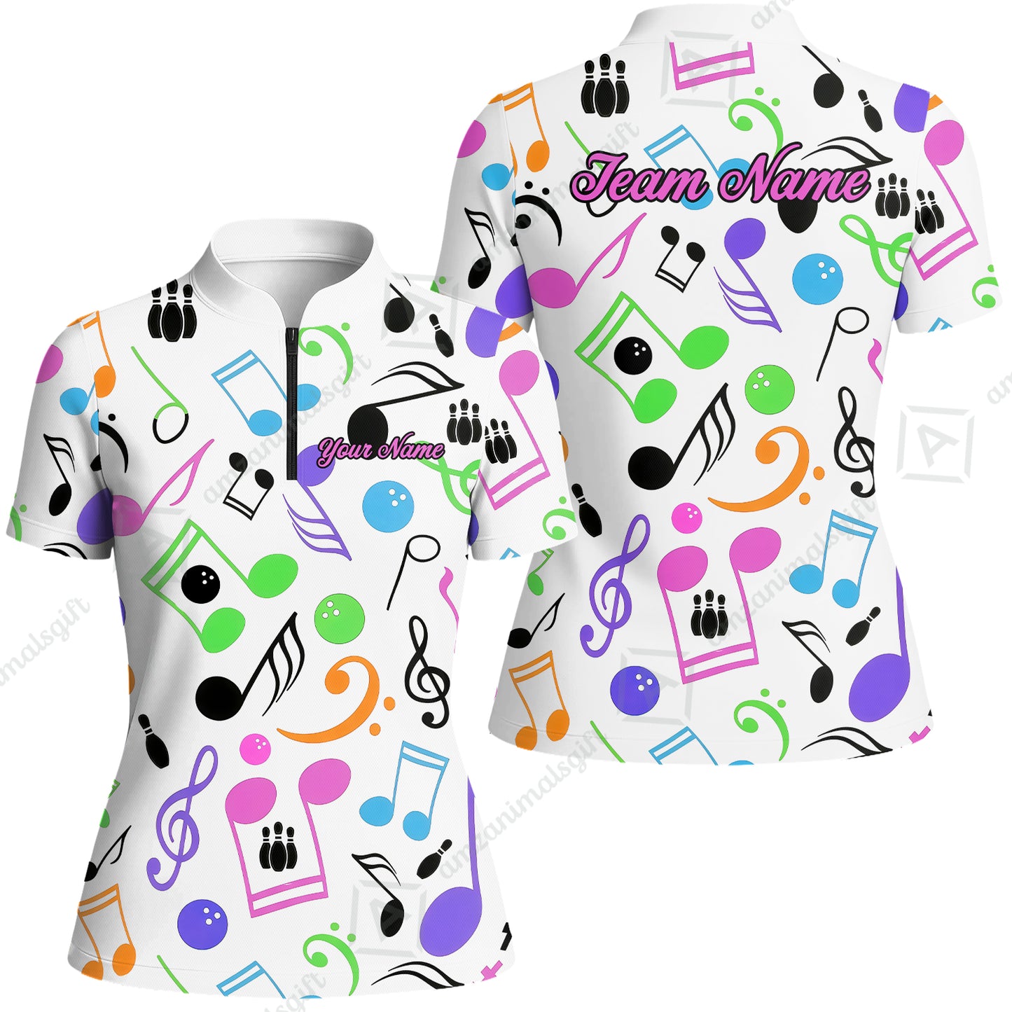 Custom Bowling Jersey Polo Shirt, Colorful Music Bowling, Custom Bowling Jersey Team Shirt For Players With Name & Team Name