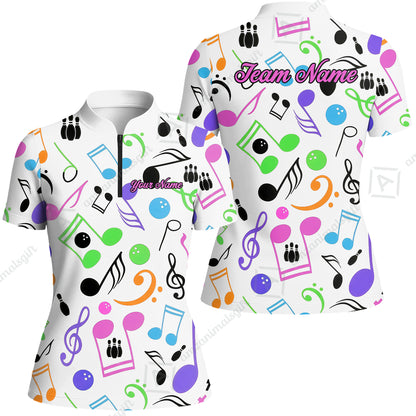 Custom Bowling Jersey Polo Shirt, Colorful Music Bowling, Custom Bowling Jersey Team Shirt For Players With Name & Team Name