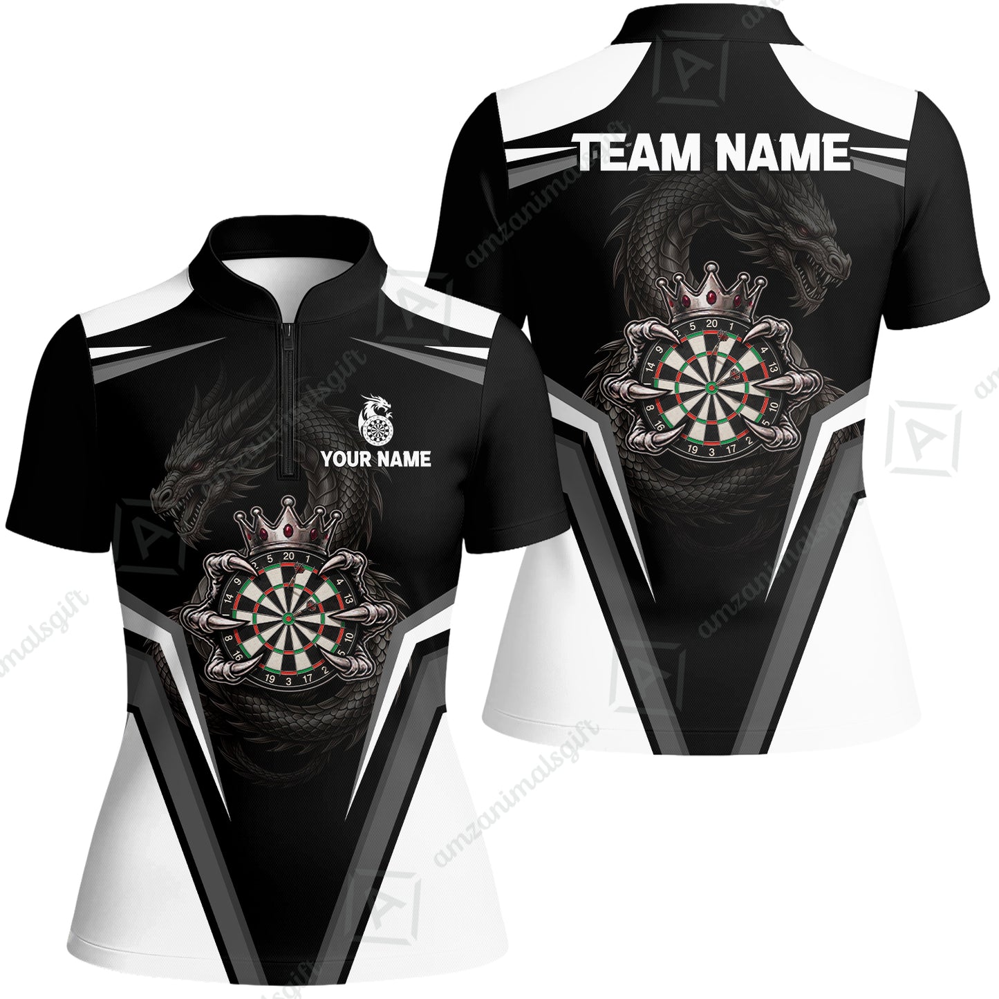 Custom Gothic Dark Dragon Royal Darts Jersey Polo Shirt, Custom Gothic Dark Dragon Royal Dart Jersey Team Shirt For Players With Name and Team Name